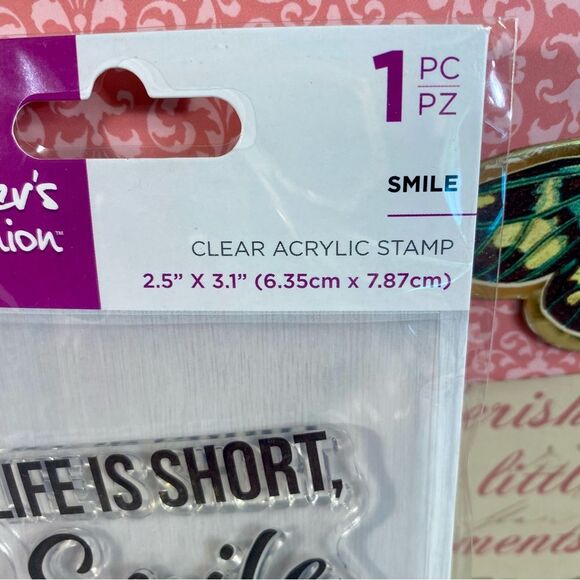 Crafter's Companion Clear Acrylic Stamp NWT Life Is Short 1 Piece Handmade Cards - Picture 2 of 3